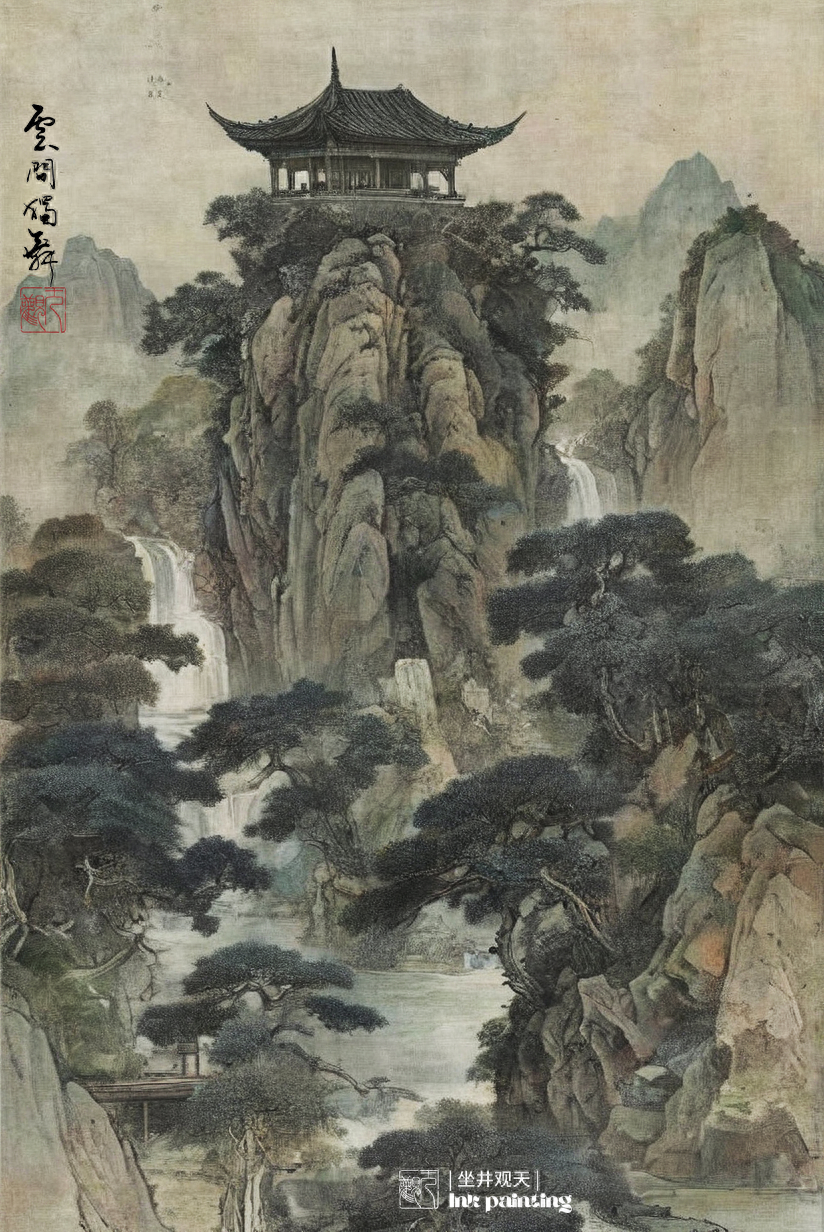 中式美学，国韵山水《大山深处有人家》